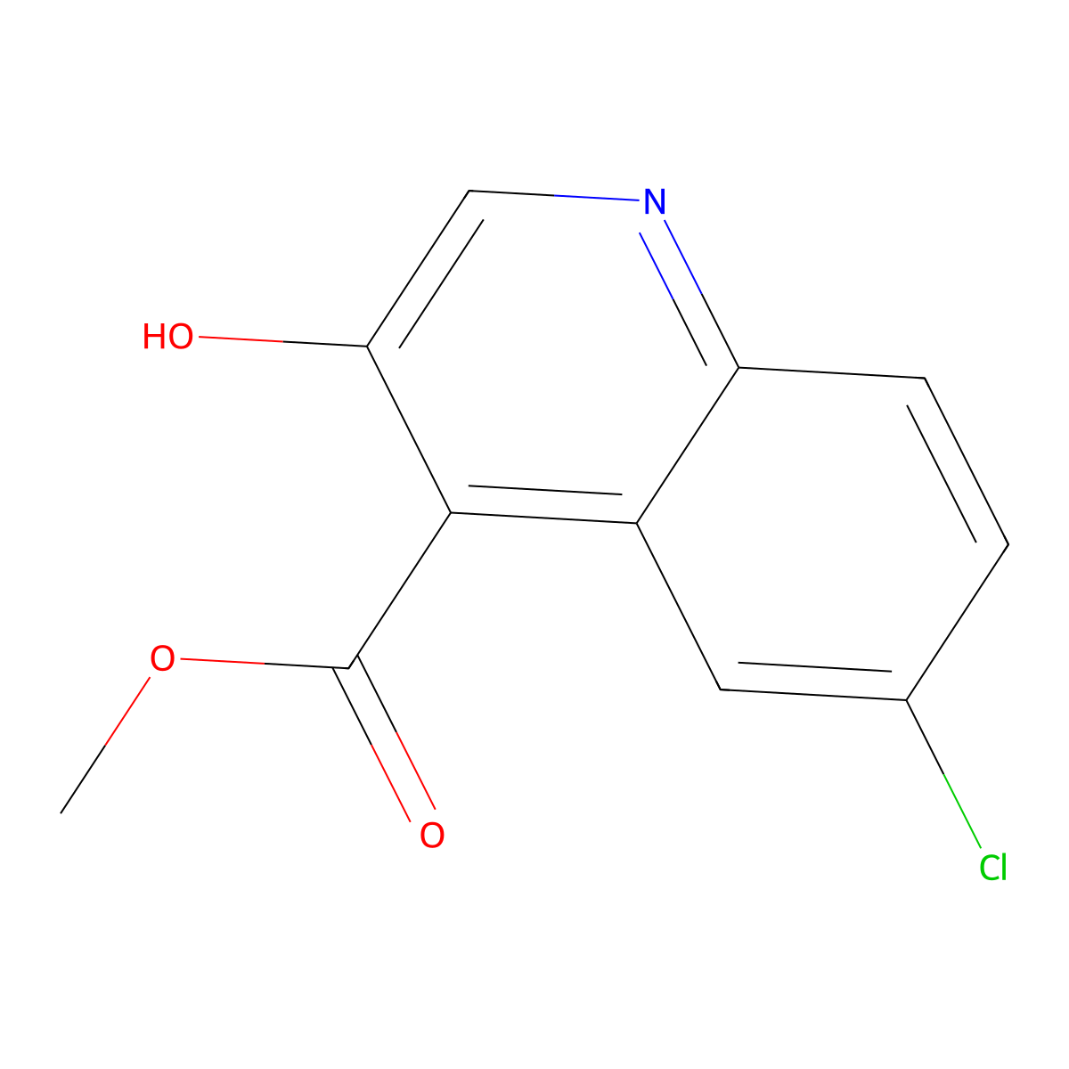 Methyl 6-chloro-3-hydroxyquinoline-4-carboxylate molecular structure, CAS 1897744-90-9