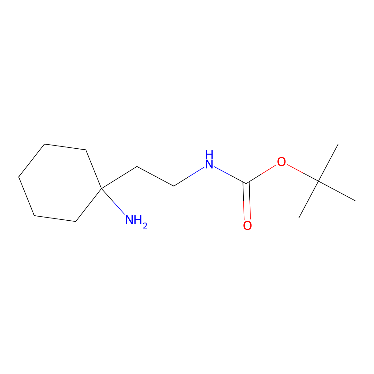 tert-butyl N-[2-(1-aminocyclohexyl)ethyl]carbamate molecular structure, CAS 1897762-04-7
