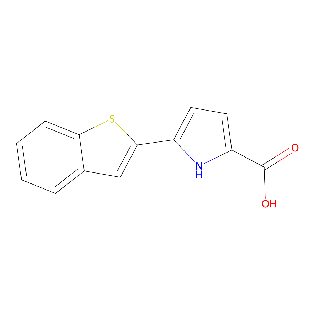 5-(Benzo[b]thiophen-2-yl)-1H-pyrrole-2-carboxylic acid molecular structure, CAS 1897771-31-1