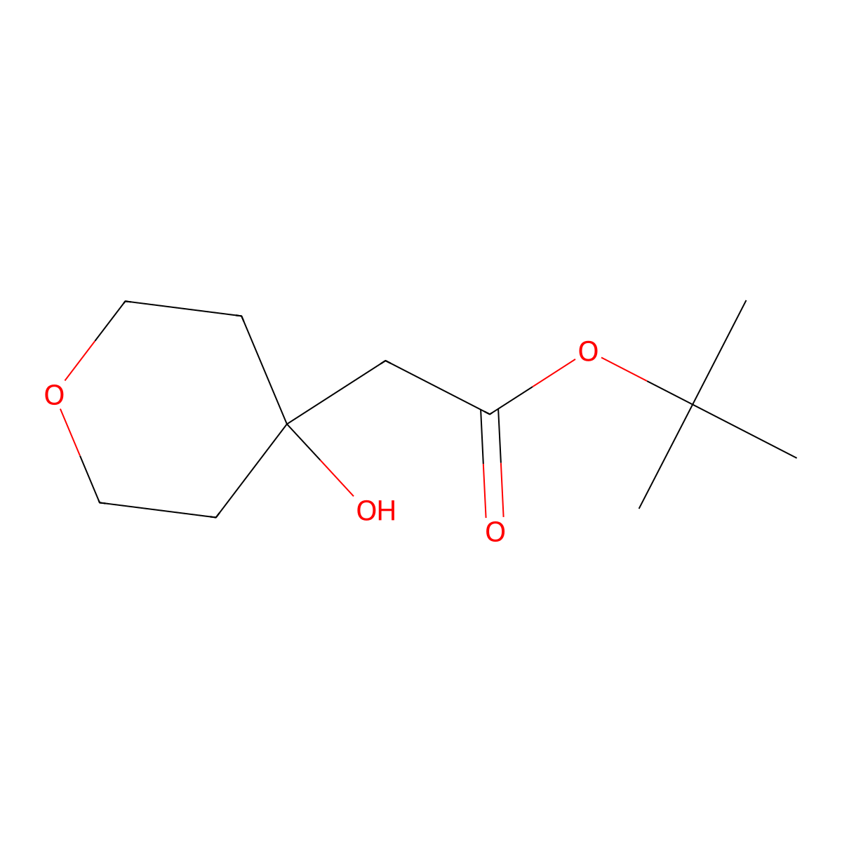tert-butyl 2-(4-hydroxytetrahydro-2H-pyran-4-yl)acetate molecular structure, CAS 1897771-32-2