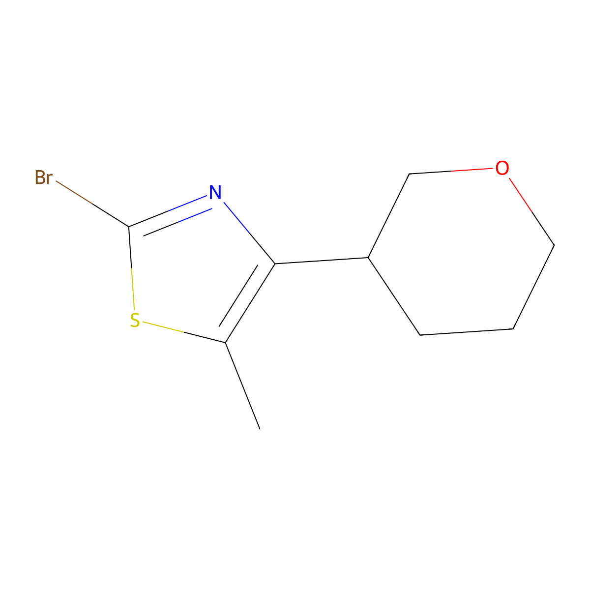 2-Bromo-5-methyl-4-(oxan-3-yl)-1,3-thiazole molecular structure, CAS 1897791-33-1