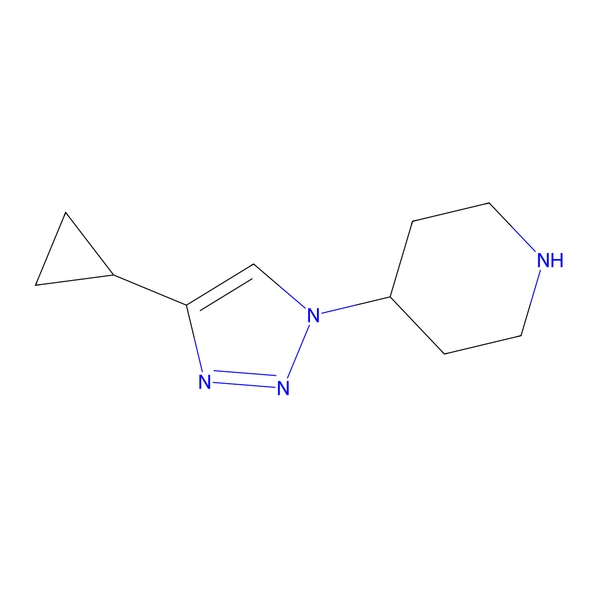 4-(4-cyclopropyl-1H-1,2,3-triazol-1-yl)piperidine molecular structure, CAS 1897796-72-3