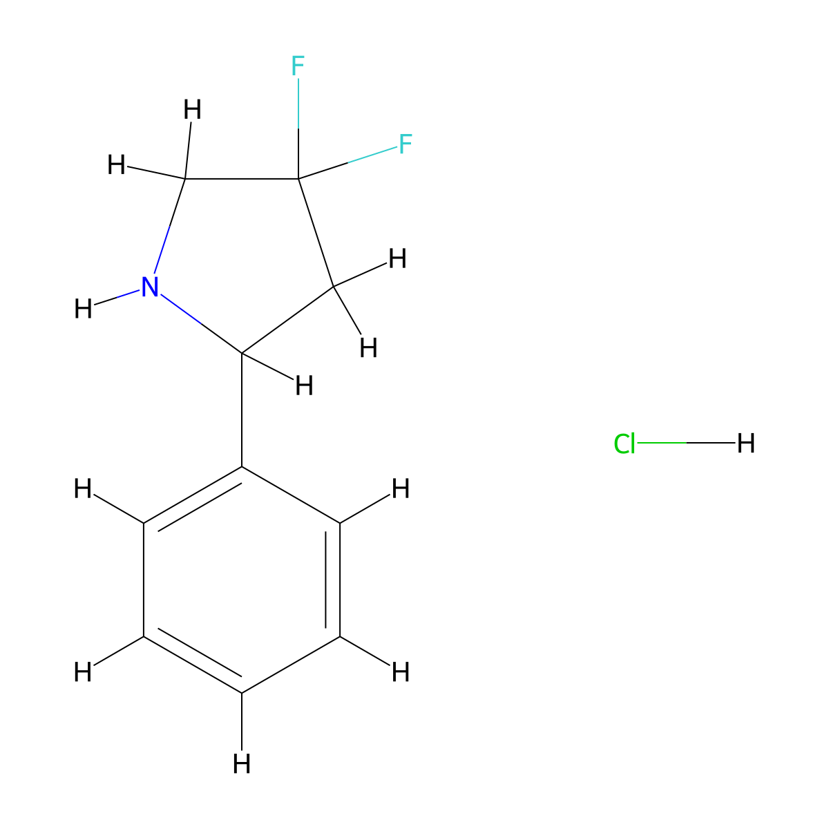 4,4-Difluoro-2-phenylpyrrolidine hydrochloride molecular structure, CAS 1897837-67-0