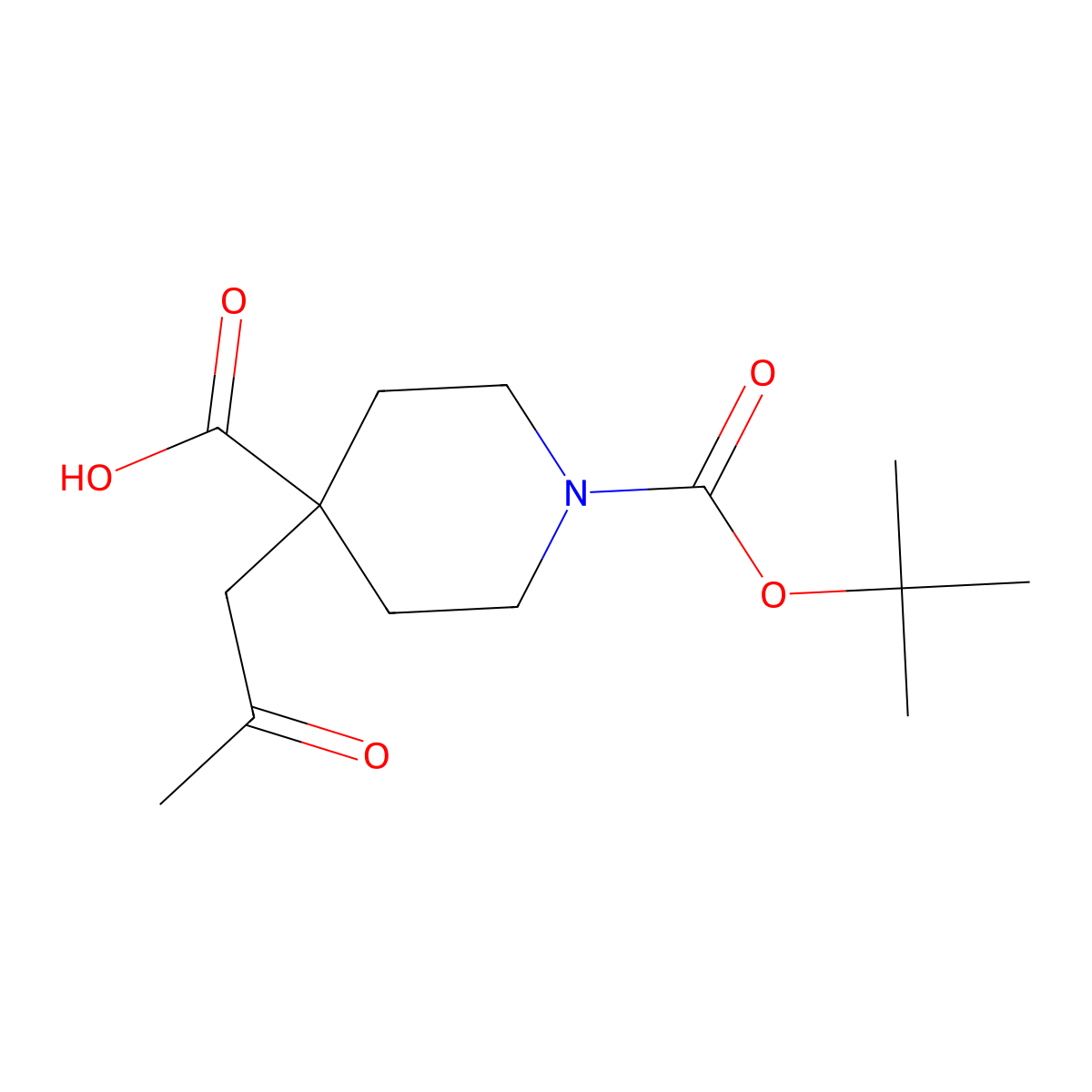 1-((Tert-butoxy)carbonyl)-4-(2-oxopropyl)piperidine-4-carboxylic acid molecular structure, CAS 1897839-44-9