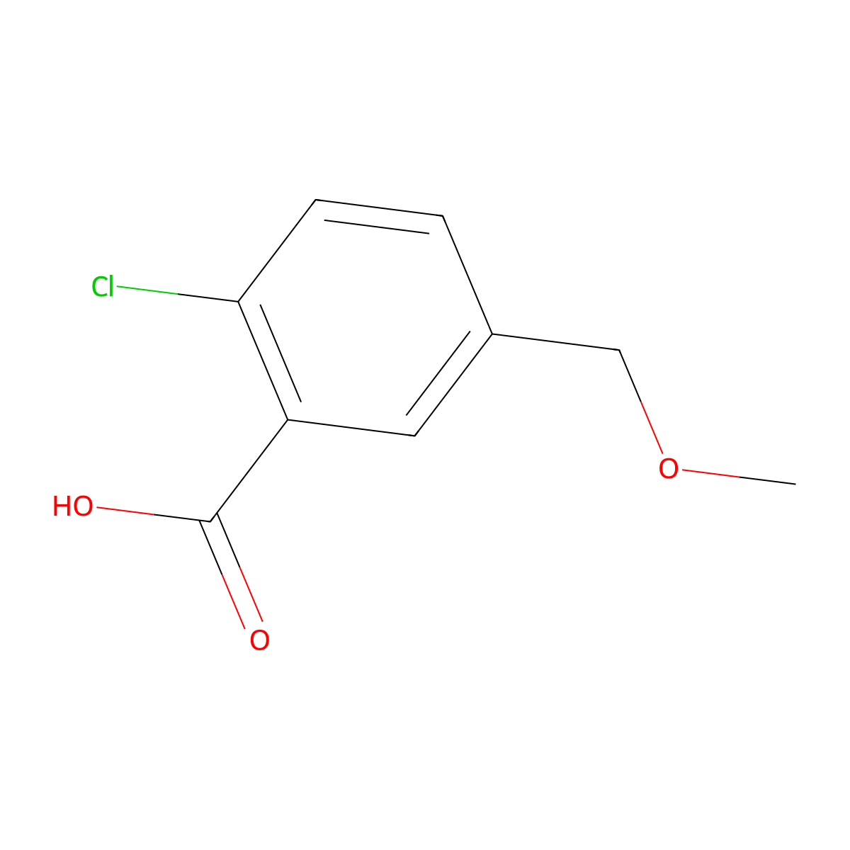 2-Chloro-5-(methoxymethyl)benzoic acid molecular structure, CAS 1897871-34-9