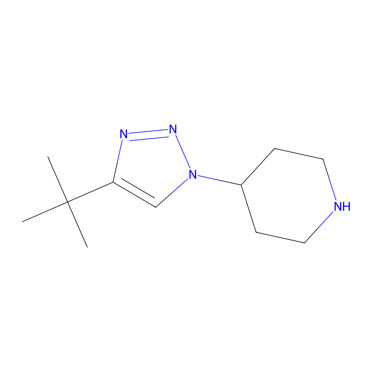 4-(4-tert-butyl-1H-1,2,3-triazol-1-yl)piperidine molecular structure, CAS 1897873-51-6