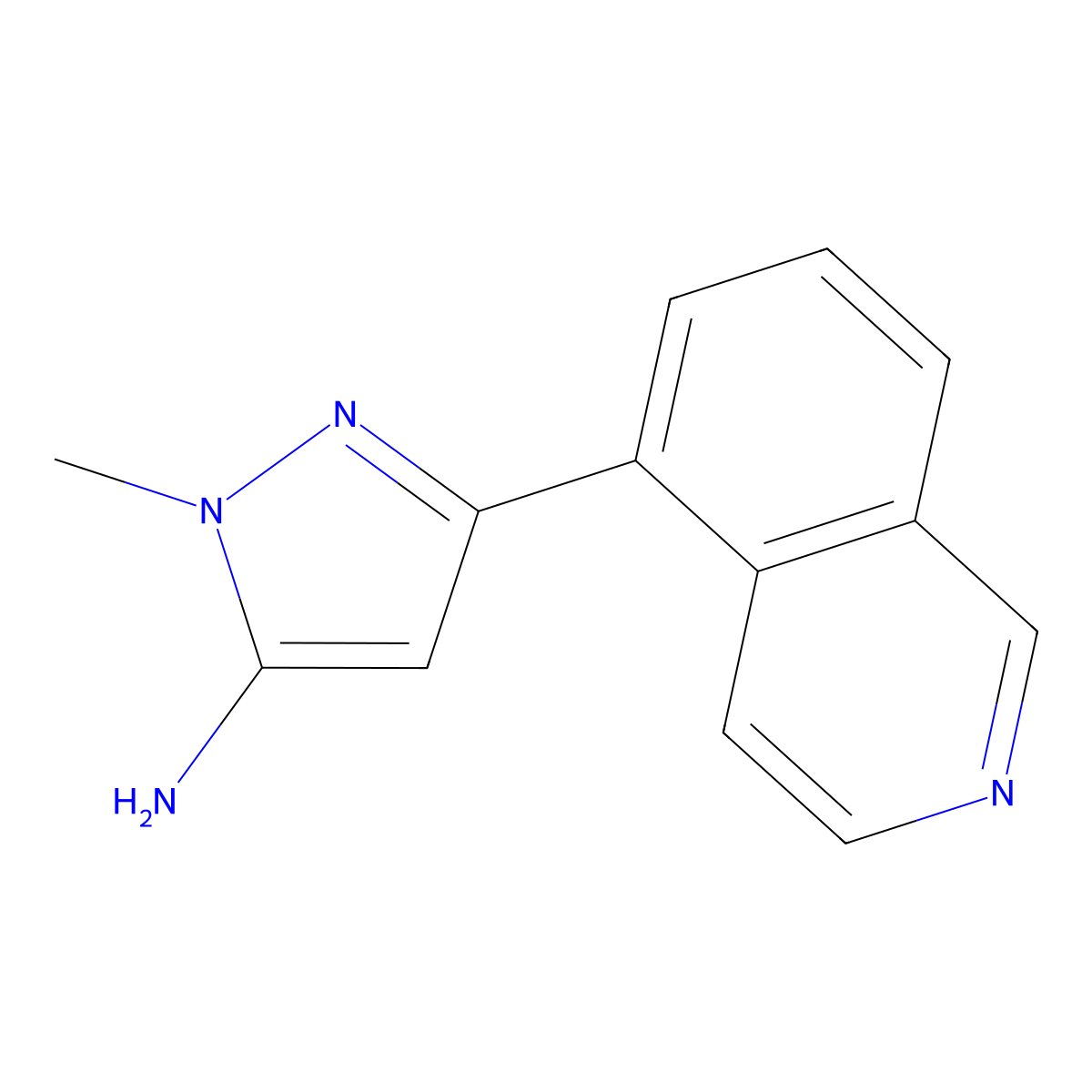 3-(isoquinolin-5-yl)-1-methyl-1H-pyrazol-5-amine molecular structure, CAS 1897883-63-4