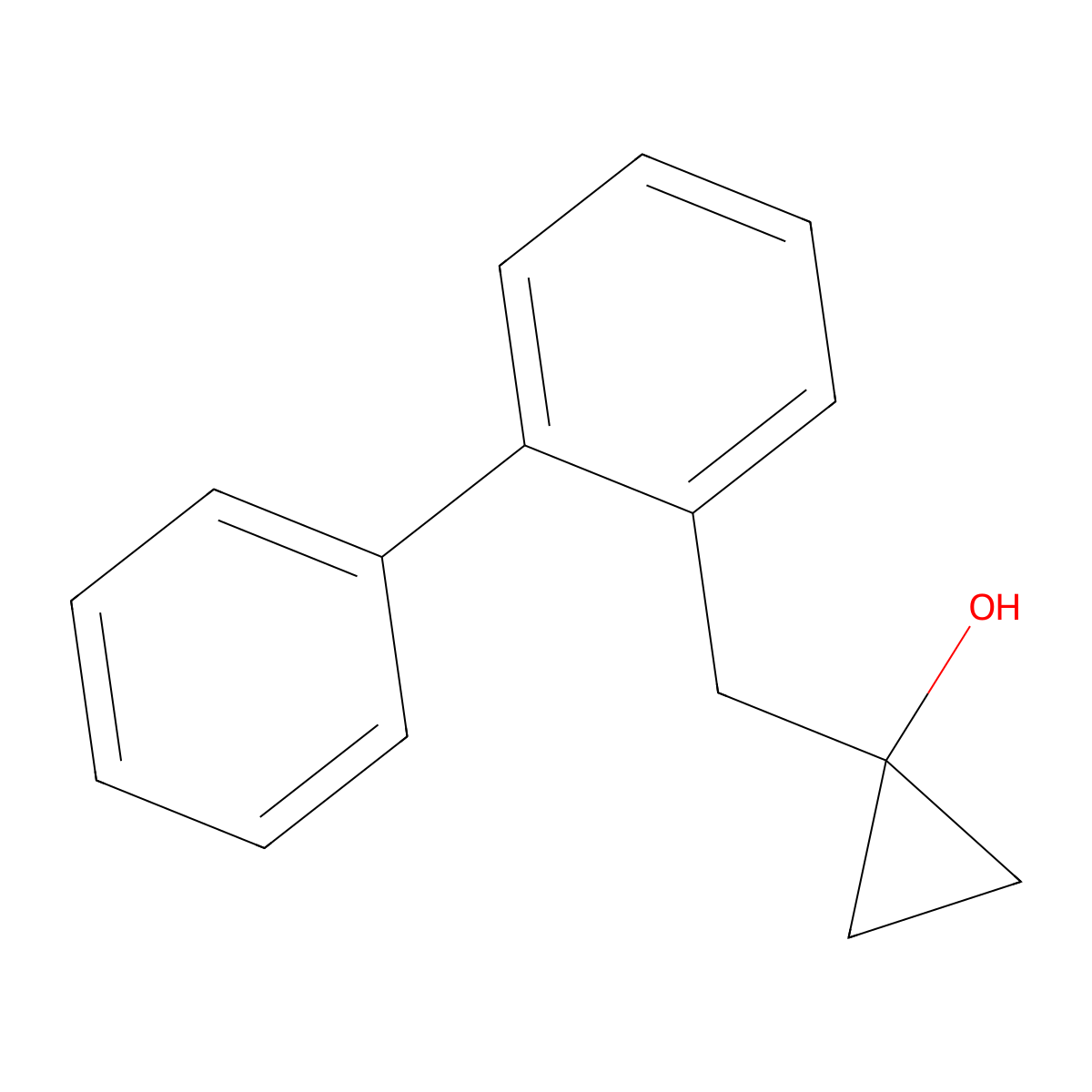 1-[(2-Phenylphenyl)methyl]cyclopropan-1-ol molecular structure, CAS 1897884-37-5