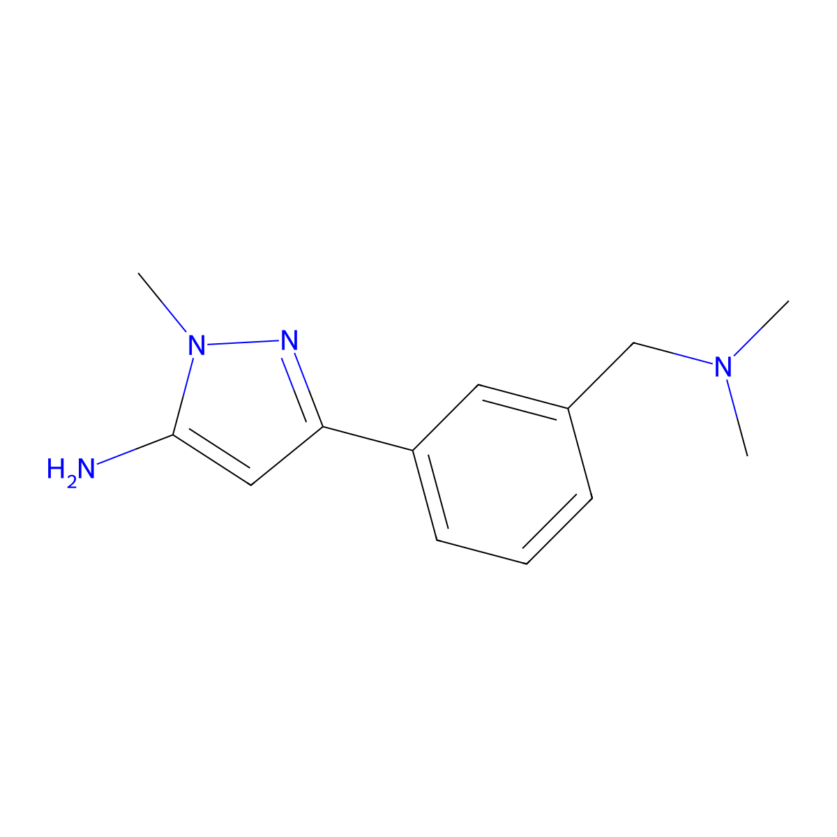 3-{3-[(dimethylamino)methyl]phenyl}-1-methyl-1H-pyrazol-5-amine molecular structure, CAS 1897887-18-1