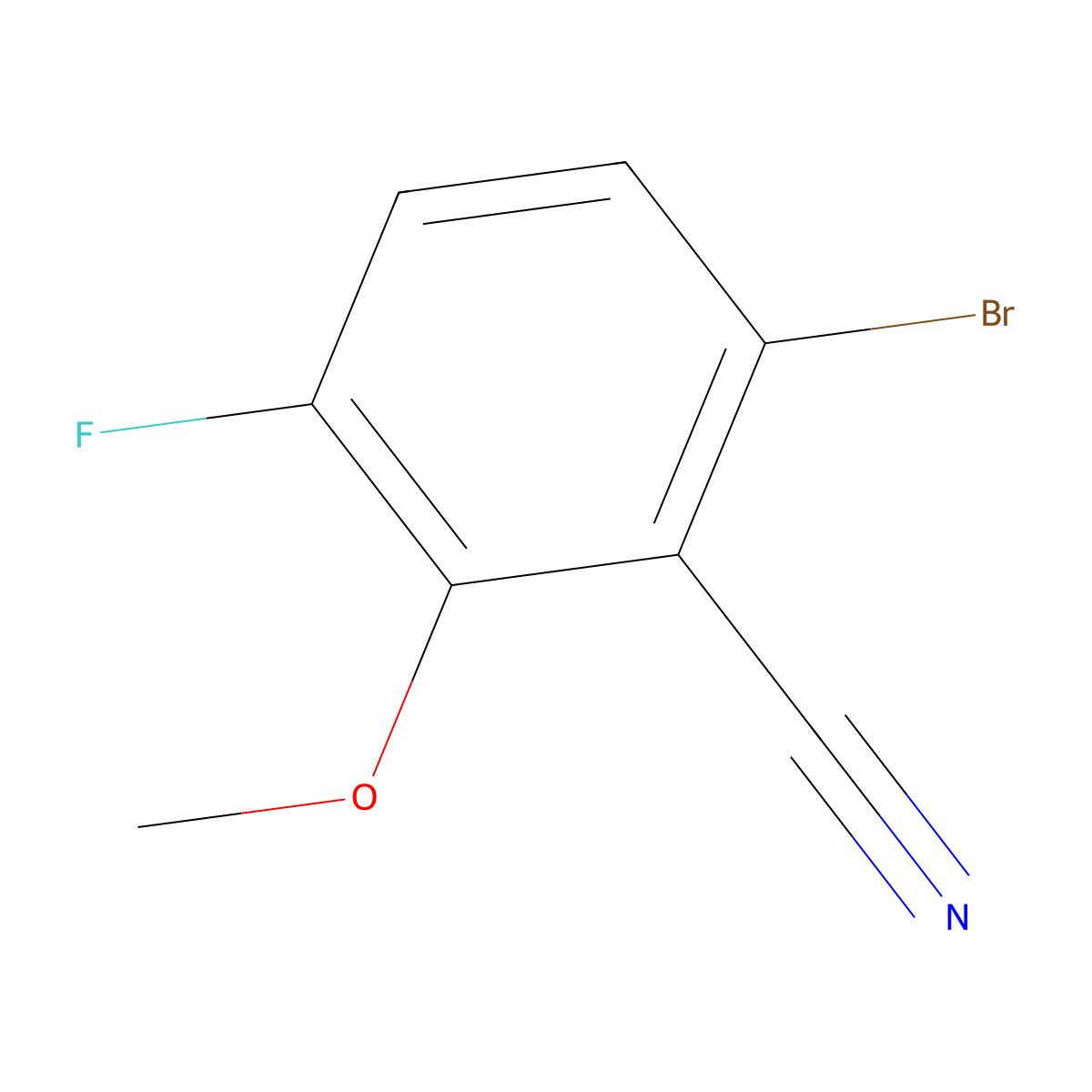 6-Bromo-3-fluoro-2-methoxybenzonitrile molecular structure, CAS 1897898-16-6