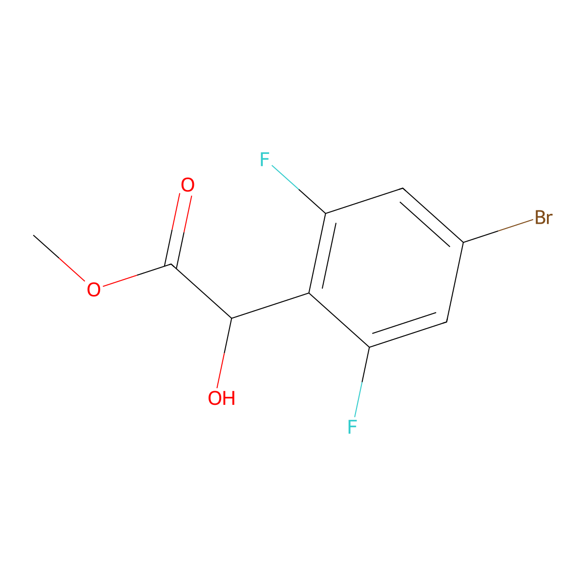 Methyl 2-(4-bromo-2,6-difluorophenyl)-2-hydroxyacetate molecular structure, CAS 1897918-17-0