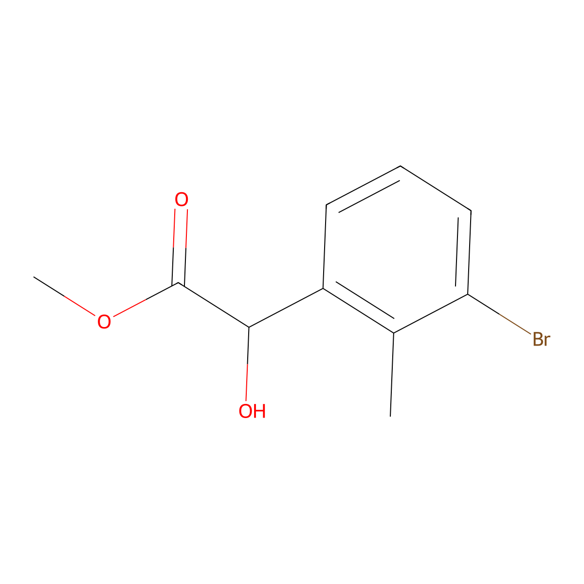 Methyl 2-(3-bromo-2-methylphenyl)-2-hydroxyacetate molecular structure, CAS 1897985-89-5