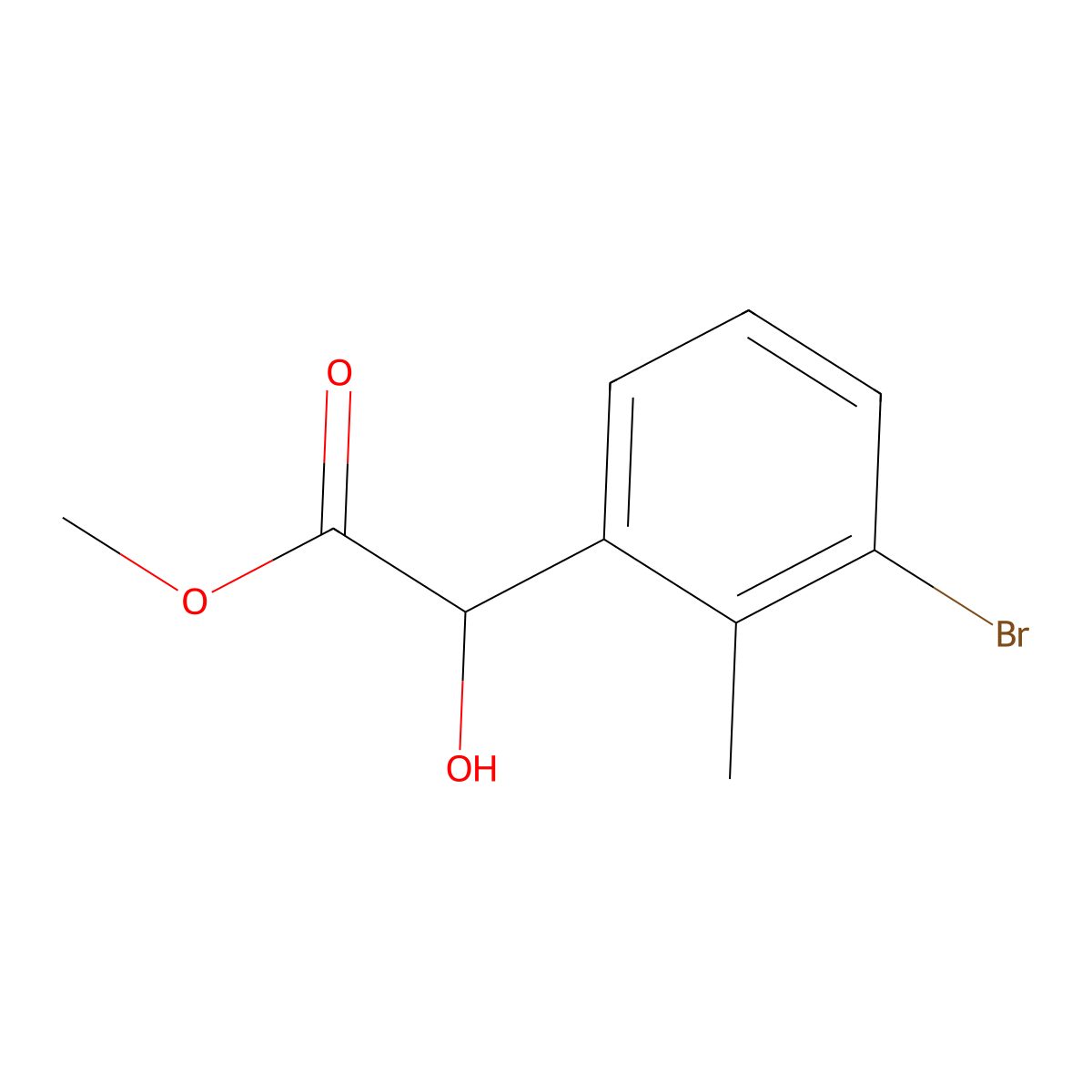 Methyl 2-(3-bromo-2-methylphenyl)-2-hydroxyacetate molecular structure, CAS 1897985-89-5