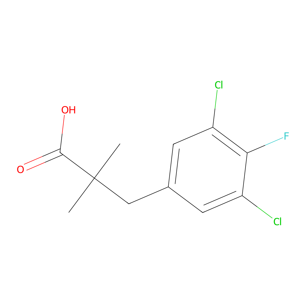 3-(3,5-Dichloro-4-fluorophenyl)-2,2-dimethylpropanoic acid molecular structure, CAS 1897994-00-1