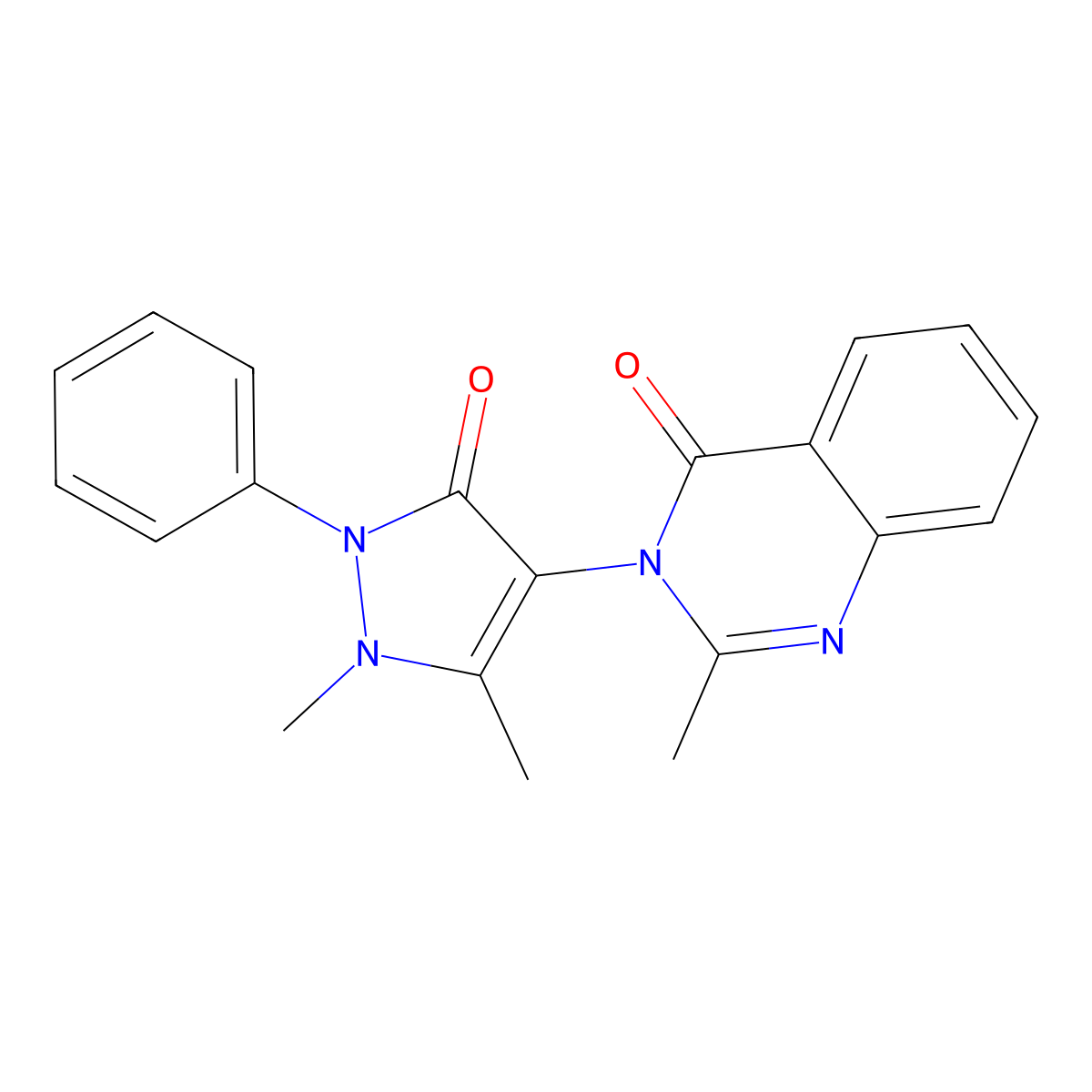 3-(1,5-Dimethyl-3-oxo-2-phenylpyrazol-4-yl)-2-methylquinazolin-4-one molecular structure, CAS 1898-05-1