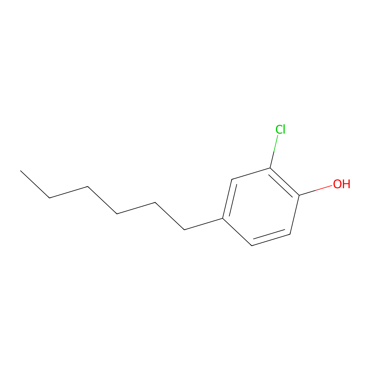 2-Chloro-4-hexylphenol molecular structure, CAS 18980-05-7