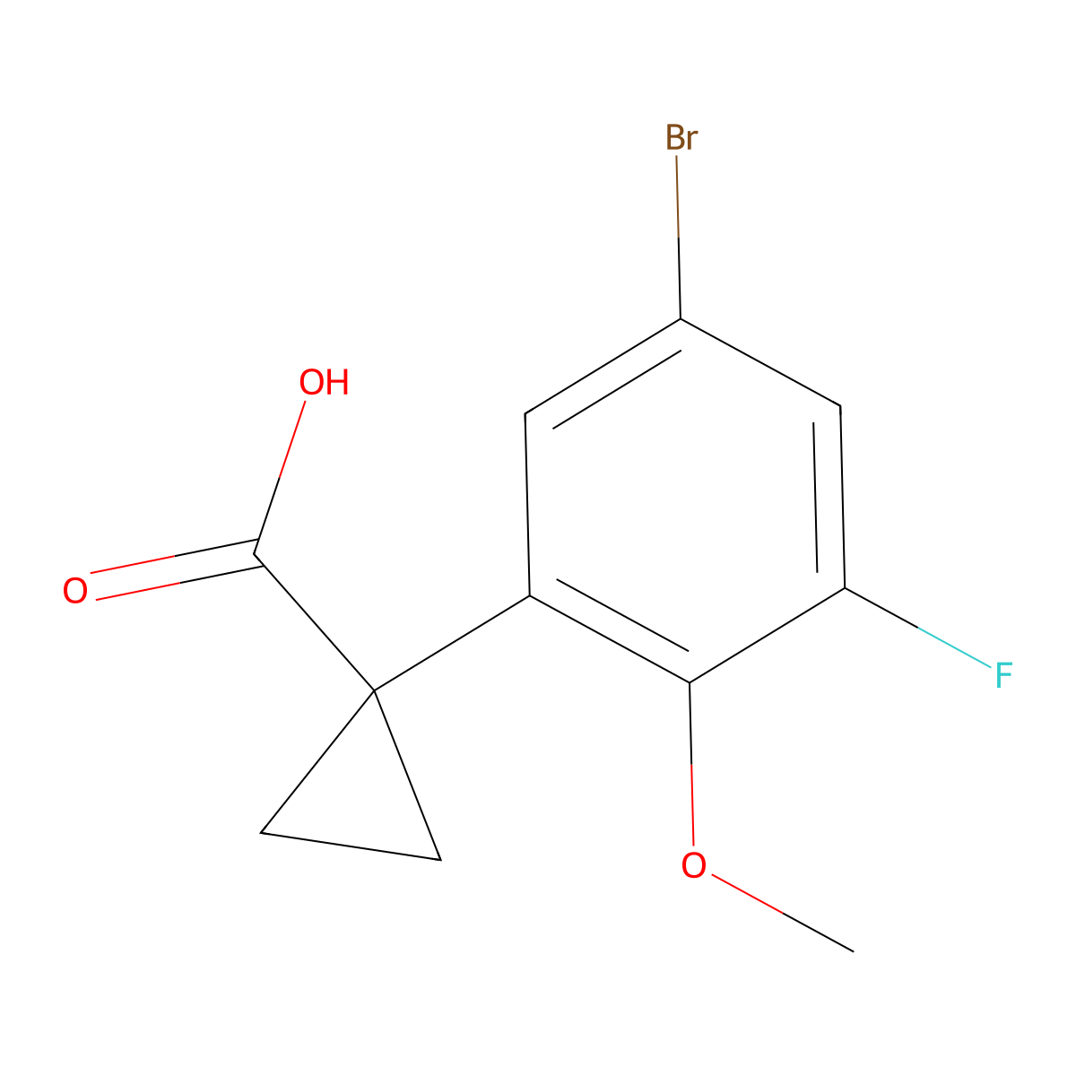 1-(5-Bromo-3-fluoro-2-methoxyphenyl)cyclopropane-1-carboxylic acid molecular structure, CAS 1898006-50-2