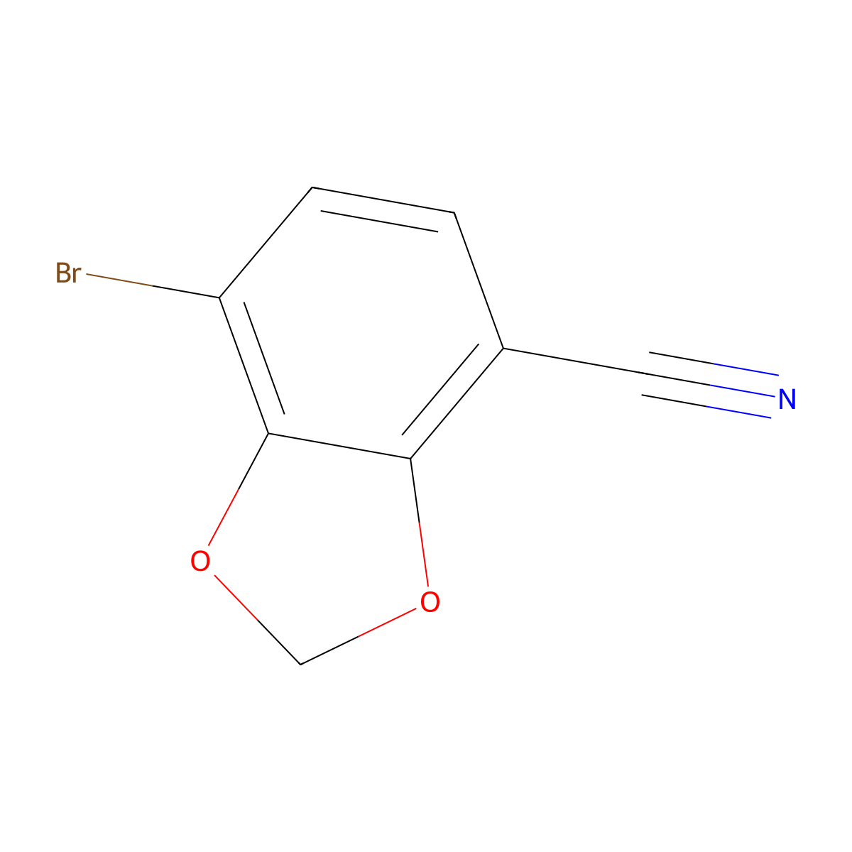 7-Bromobenzo[d][1,3]dioxole-4-carbonitrile molecular structure, CAS 1898014-67-9