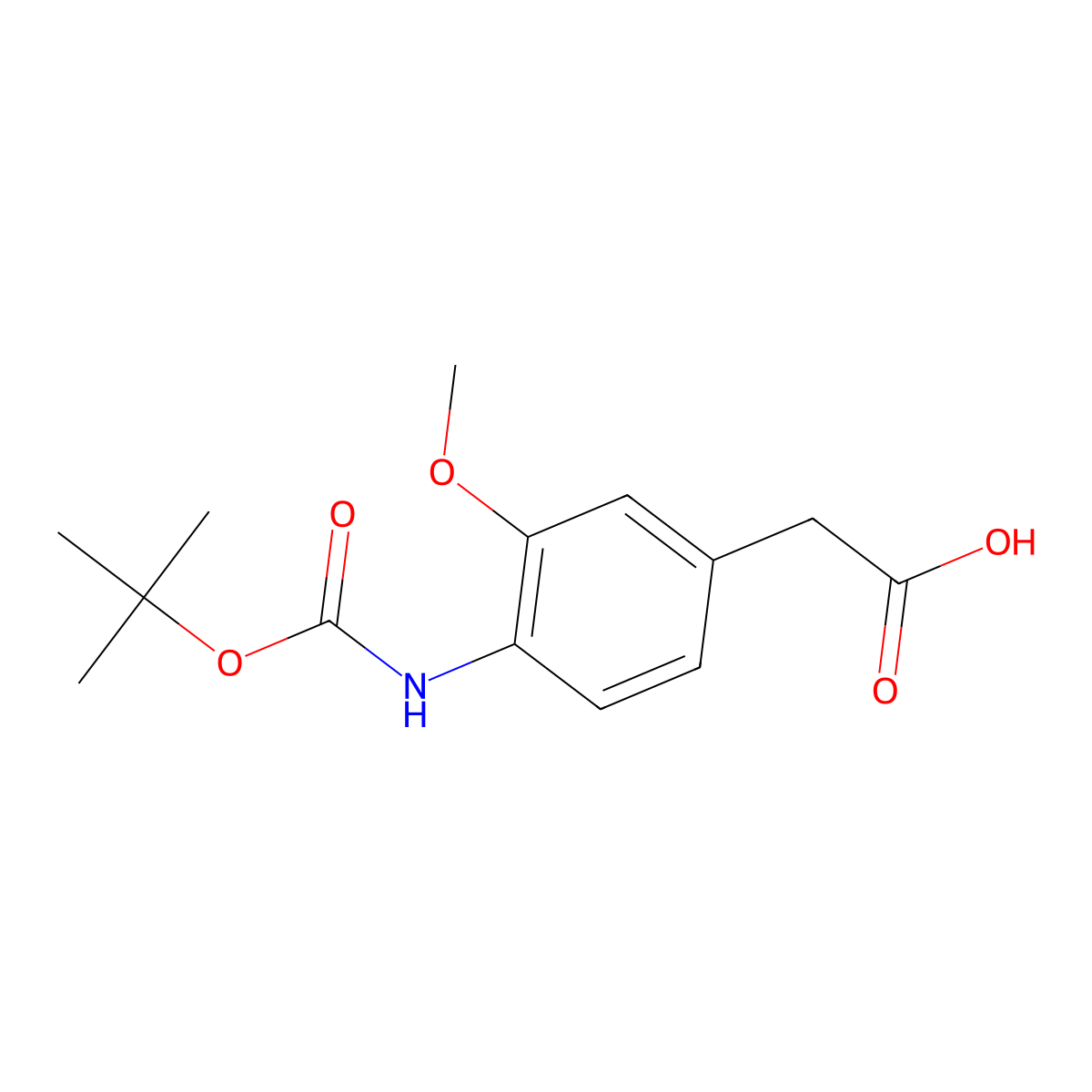 2-(4-{[(Tert-butoxy)carbonyl]amino}-3-methoxyphenyl)acetic acid molecular structure, CAS 1898042-31-3