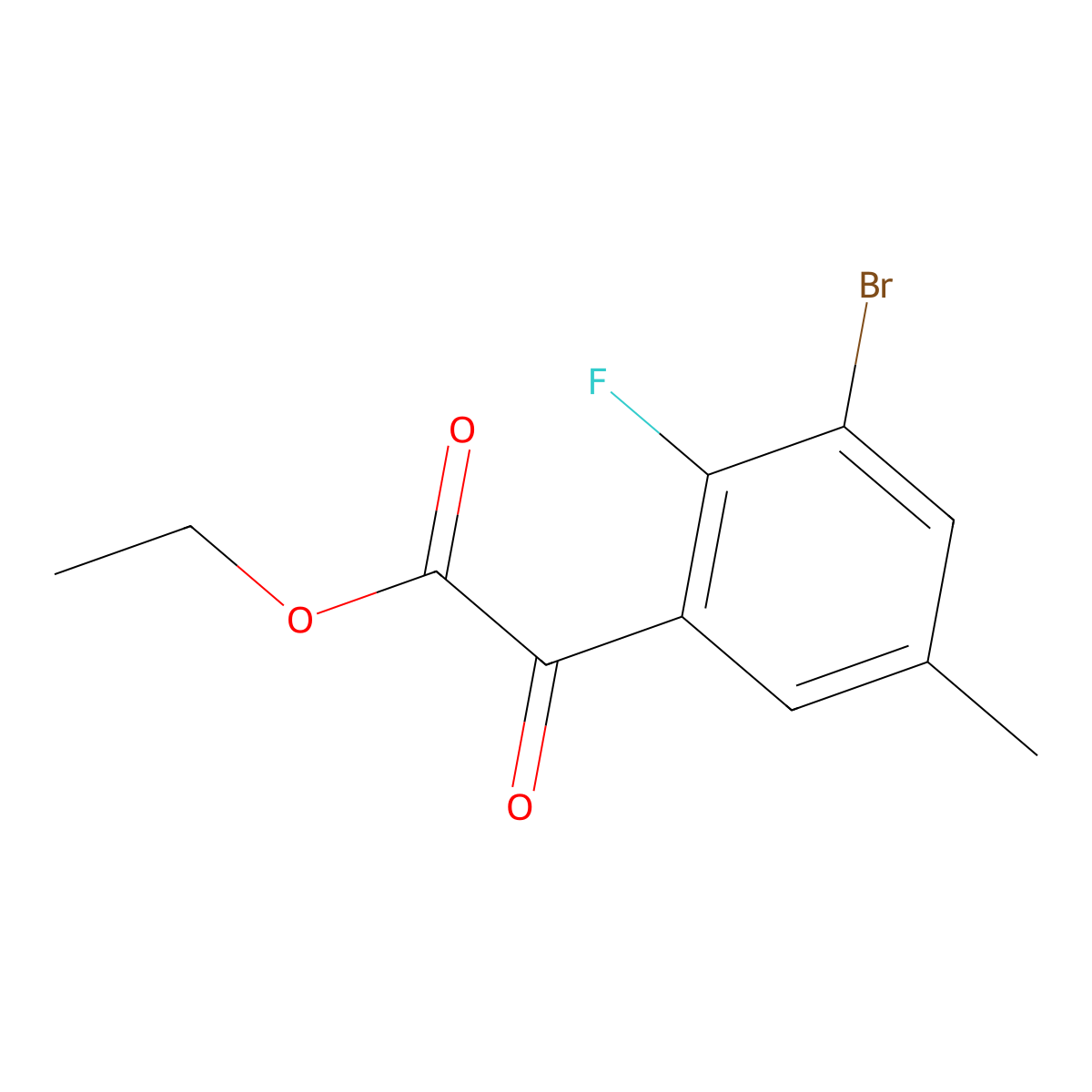 Ethyl 2-(3-bromo-2-fluoro-5-methylphenyl)-2-oxoacetate molecular structure, CAS 1898050-93-5