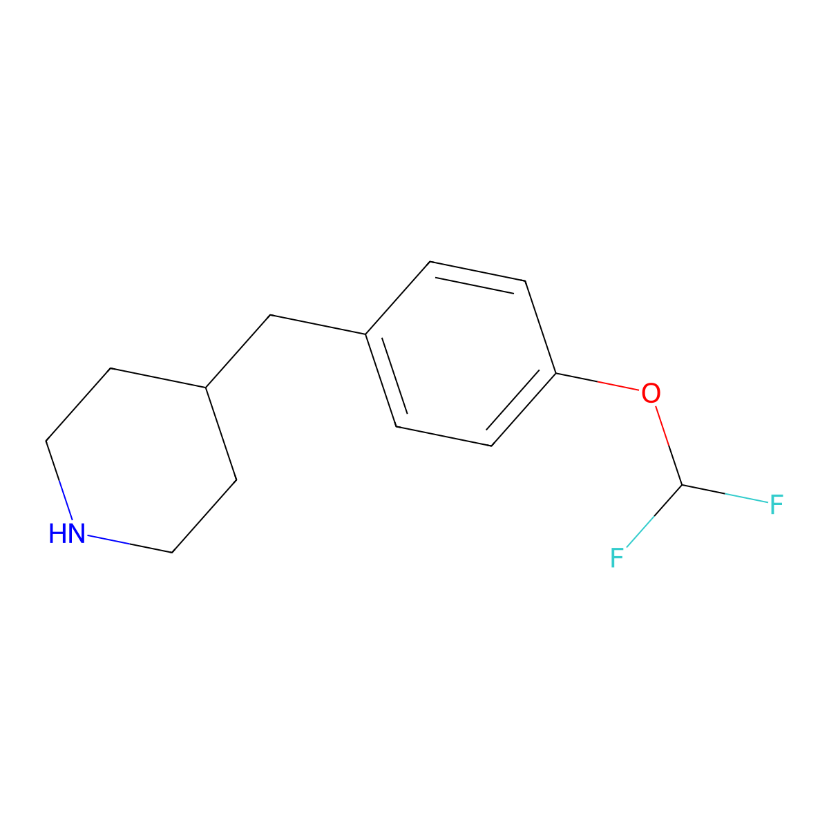 4-{[4-(Difluoromethoxy)phenyl]methyl}piperidine molecular structure, CAS 1898060-52-0