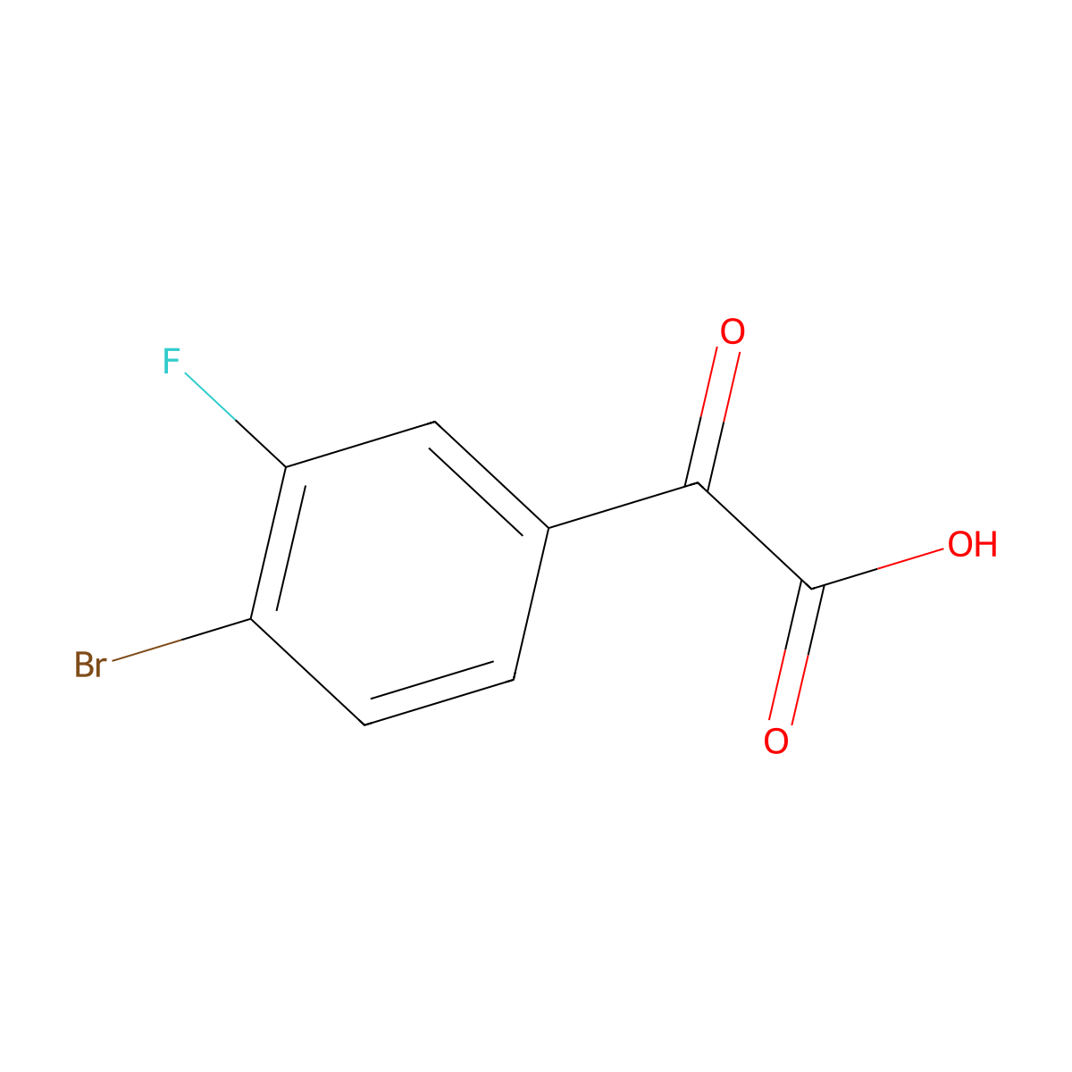 2-(4-Bromo-3-fluorophenyl)-2-oxoacetic acid molecular structure, CAS 1898066-19-7