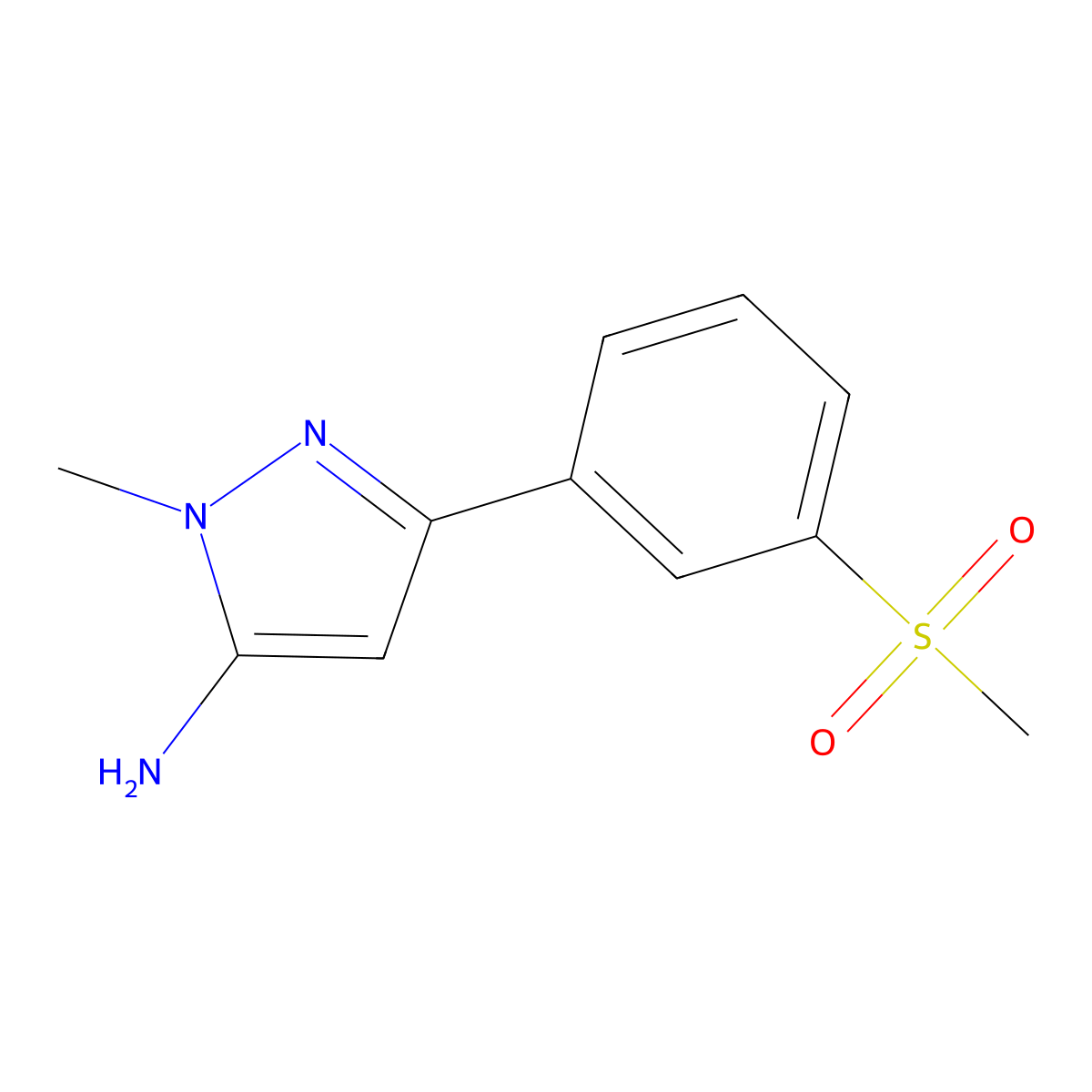3-(3-methanesulfonylphenyl)-1-methyl-1H-pyrazol-5-amine molecular structure, CAS 1898083-02-7