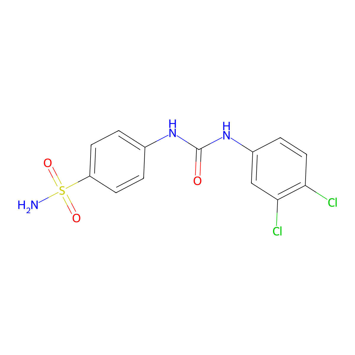 Benzenesulfonamide, 4-[[[(3,4-dichlorophenyl)amino]carbonyl]amino]- molecular structure, CAS 18981-89-0