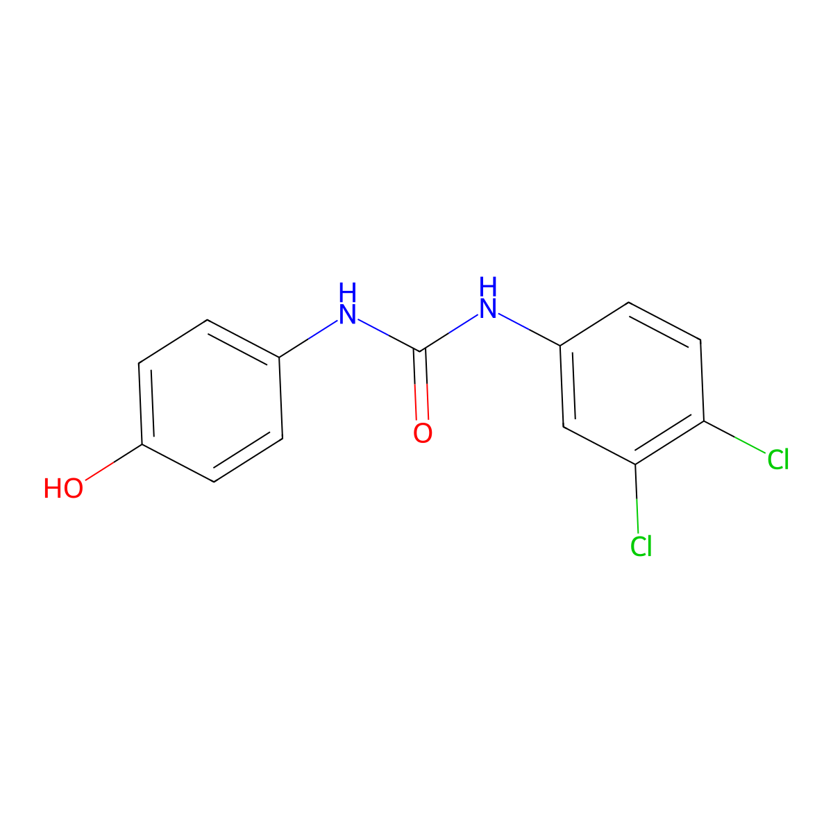 N-(3,4-dichlorophenyl)-N'-(4-hydroxyphenyl)urea molecular structure, CAS 18981-90-3