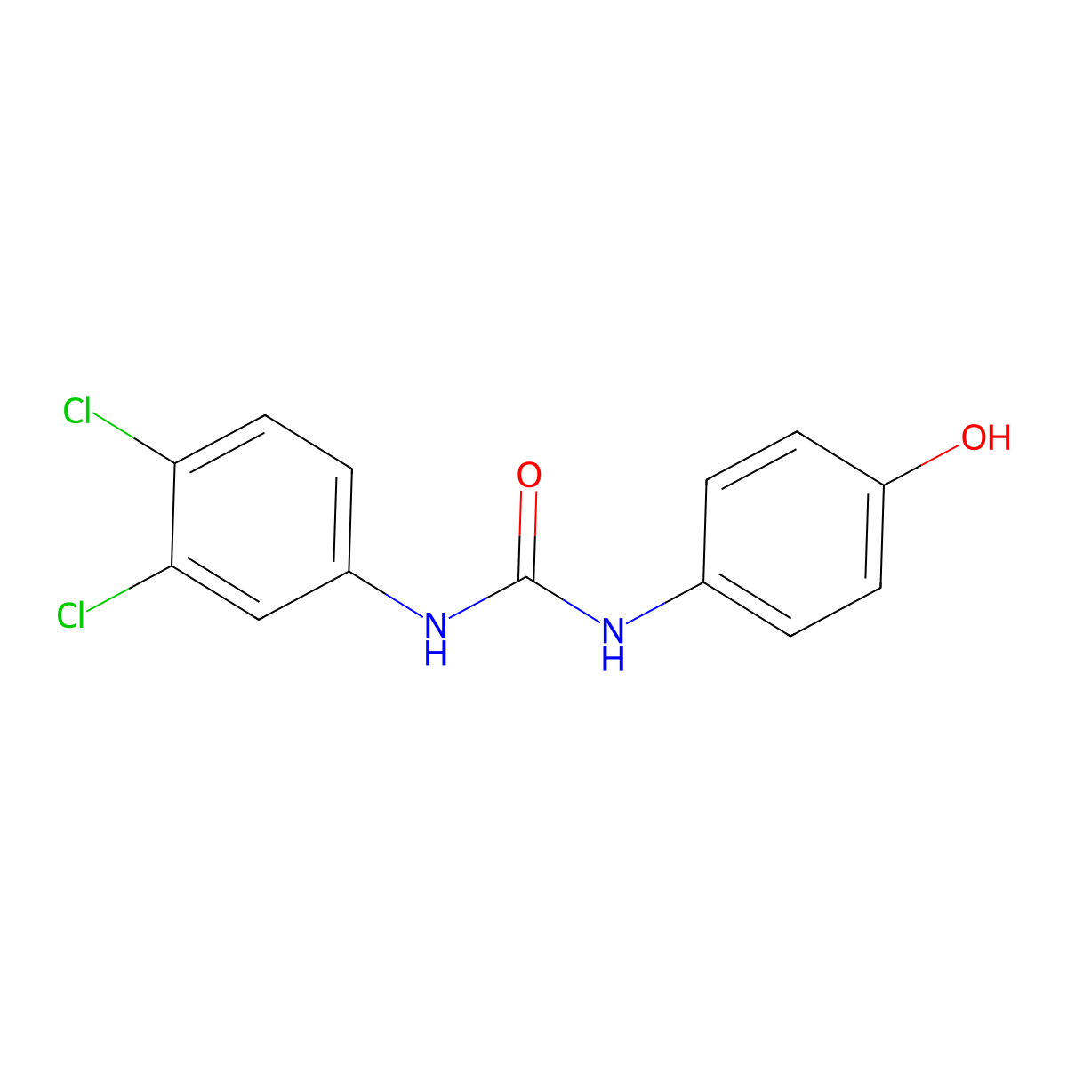 N-(3,4-dichlorophenyl)-N'-(4-hydroxyphenyl)urea molecular structure, CAS 18981-90-3