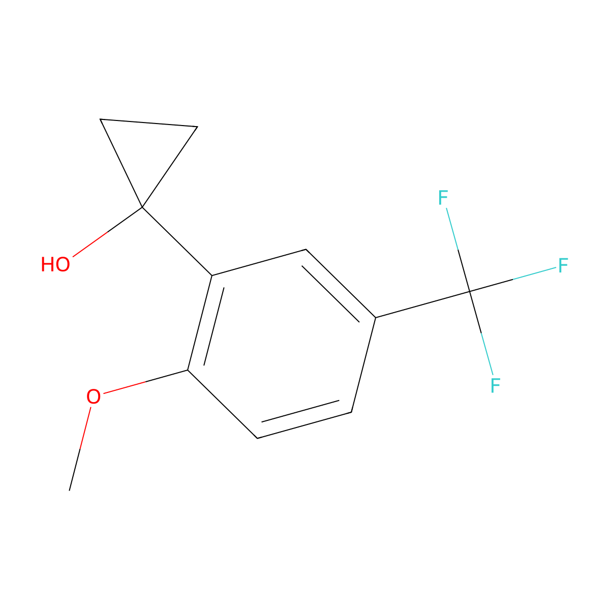 1-[2-Methoxy-5-(trifluoromethyl)phenyl]cyclopropan-1-ol molecular structure, CAS 1898137-42-2