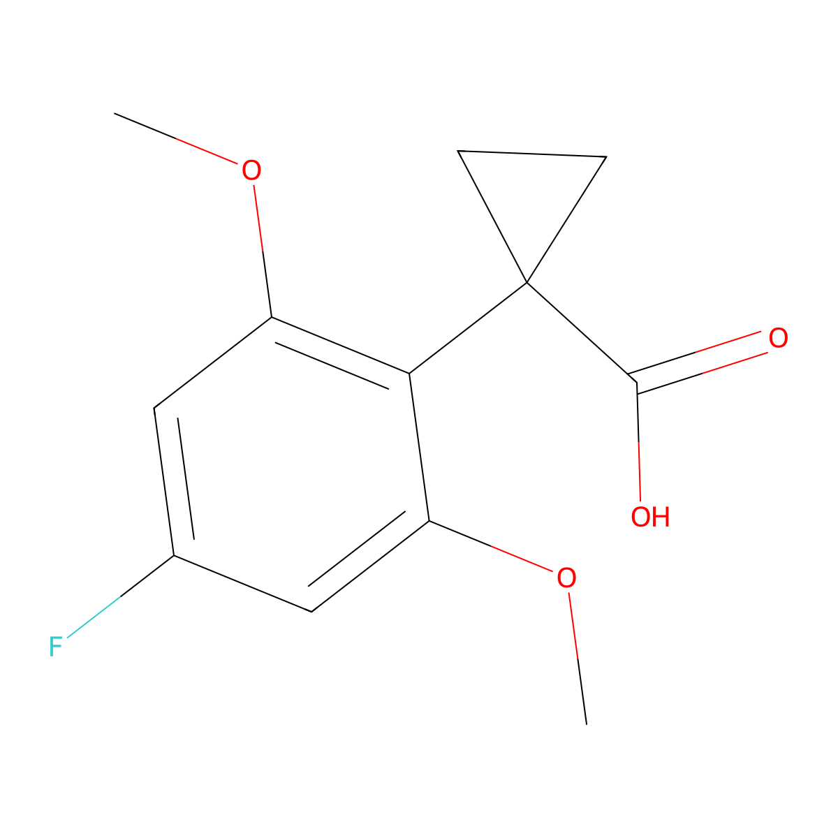 1-(4-Fluoro-2,6-dimethoxyphenyl)cyclopropane-1-carboxylic acid molecular structure, CAS 1898142-84-1