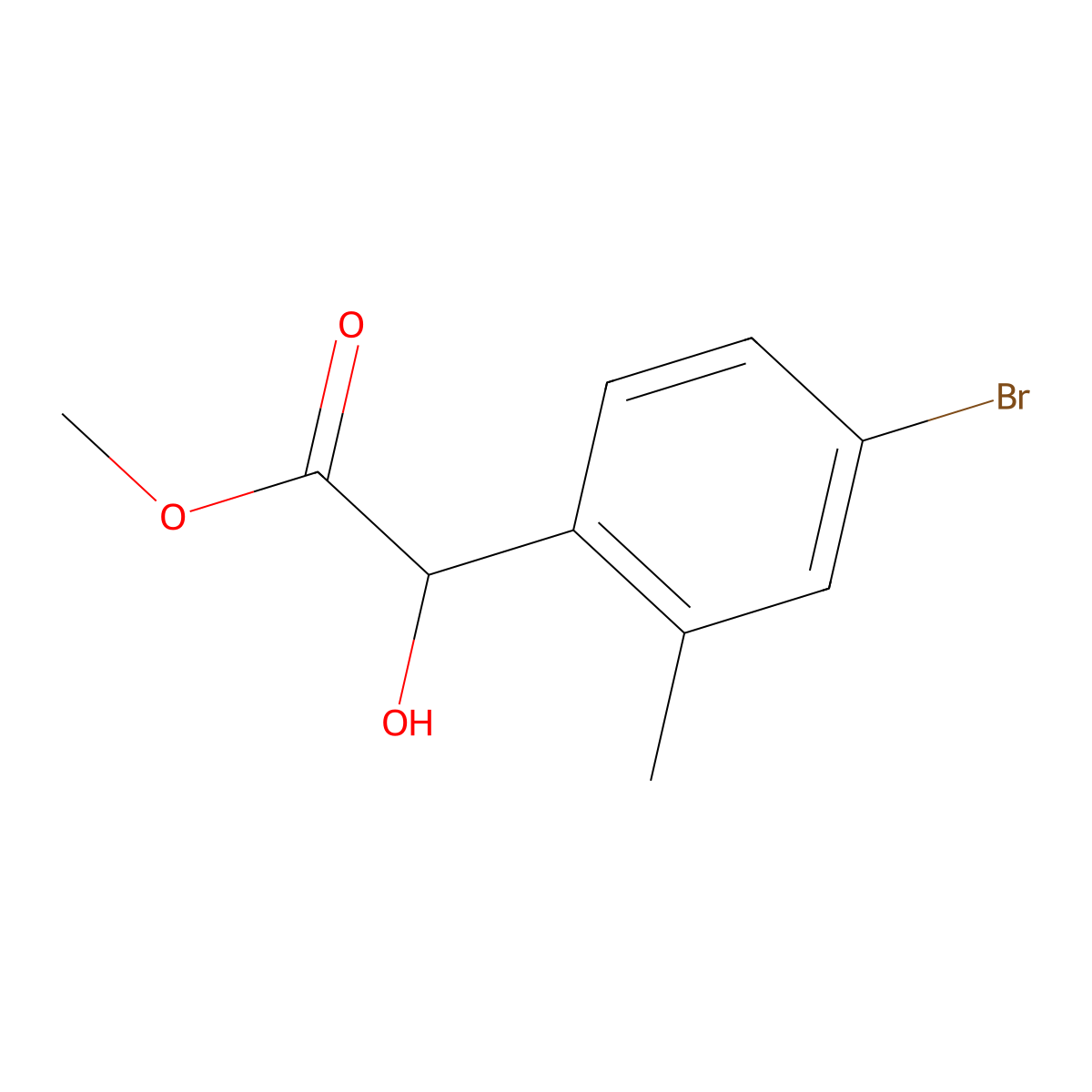 Methyl 2-(4-bromo-2-methylphenyl)-2-hydroxyacetate molecular structure, CAS 1898167-57-1