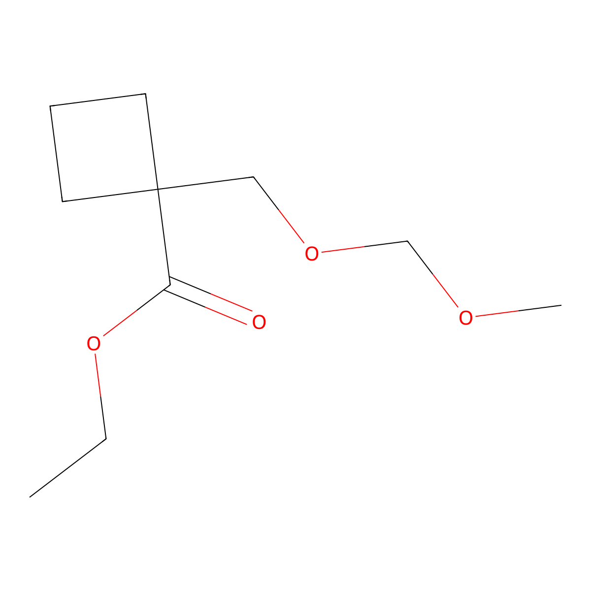 Ethyl 1-((methoxymethoxy)methyl)cyclobutanecarboxylate molecular structure, CAS 1898207-78-7