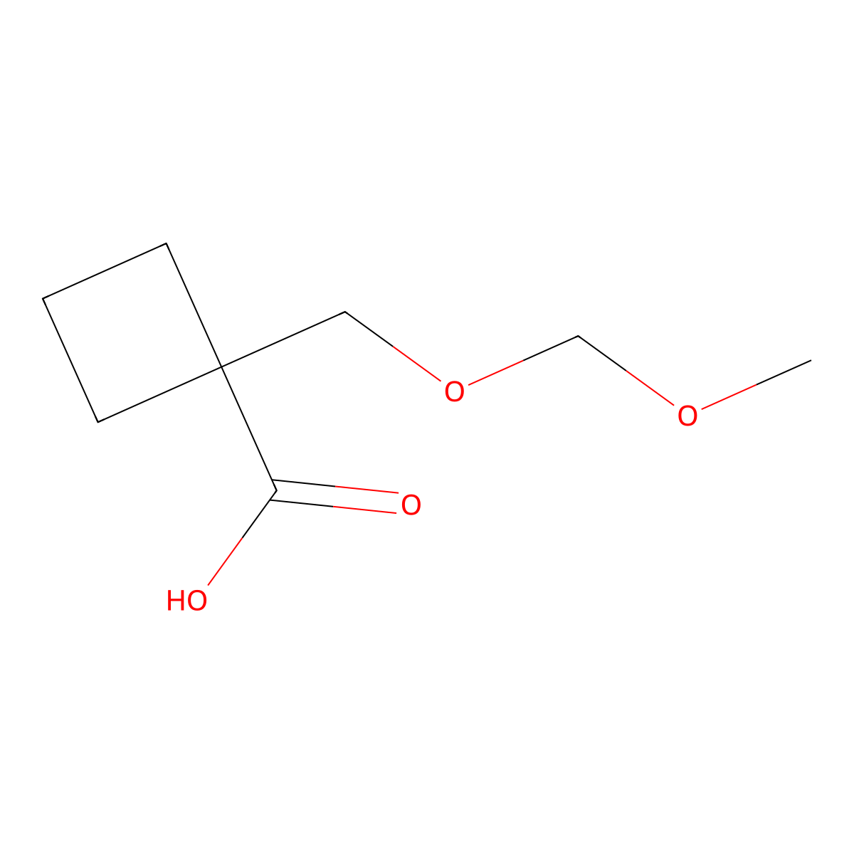1-((Methoxymethoxy)methyl)cyclobutanecarboxylic acid molecular structure, CAS 1898207-79-8