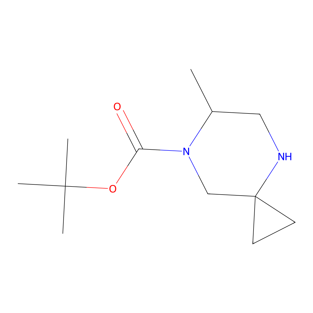 tert-butyl (6R)-6-methyl-4,7-diazaspiro[2.5]octane-7-carboxylate molecular structure, CAS 1898210-03-1