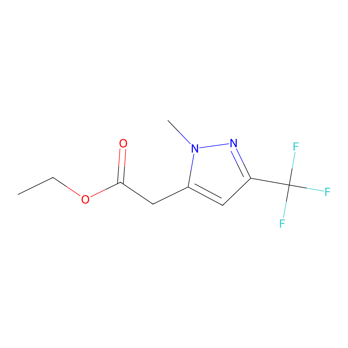 ethyl 2-[1-methyl-3-(trifluoromethyl)-1H-pyrazol-5-yl]acetate molecular structure, CAS 1898213-85-8