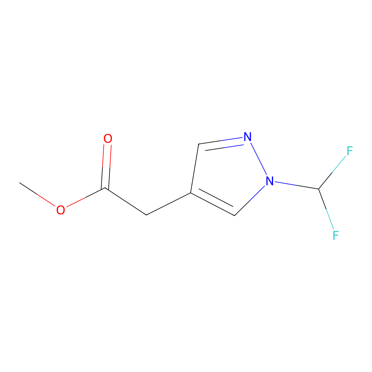 Methyl 2-(1-(difluoromethyl)-1H-pyrazol-4-yl)acetate molecular structure, CAS 1898213-91-6