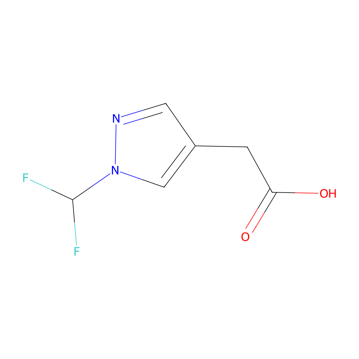 2-(1-(difluoromethyl)-1H-pyrazol-4-yl)acetic acid molecular structure, CAS 1898213-92-7
