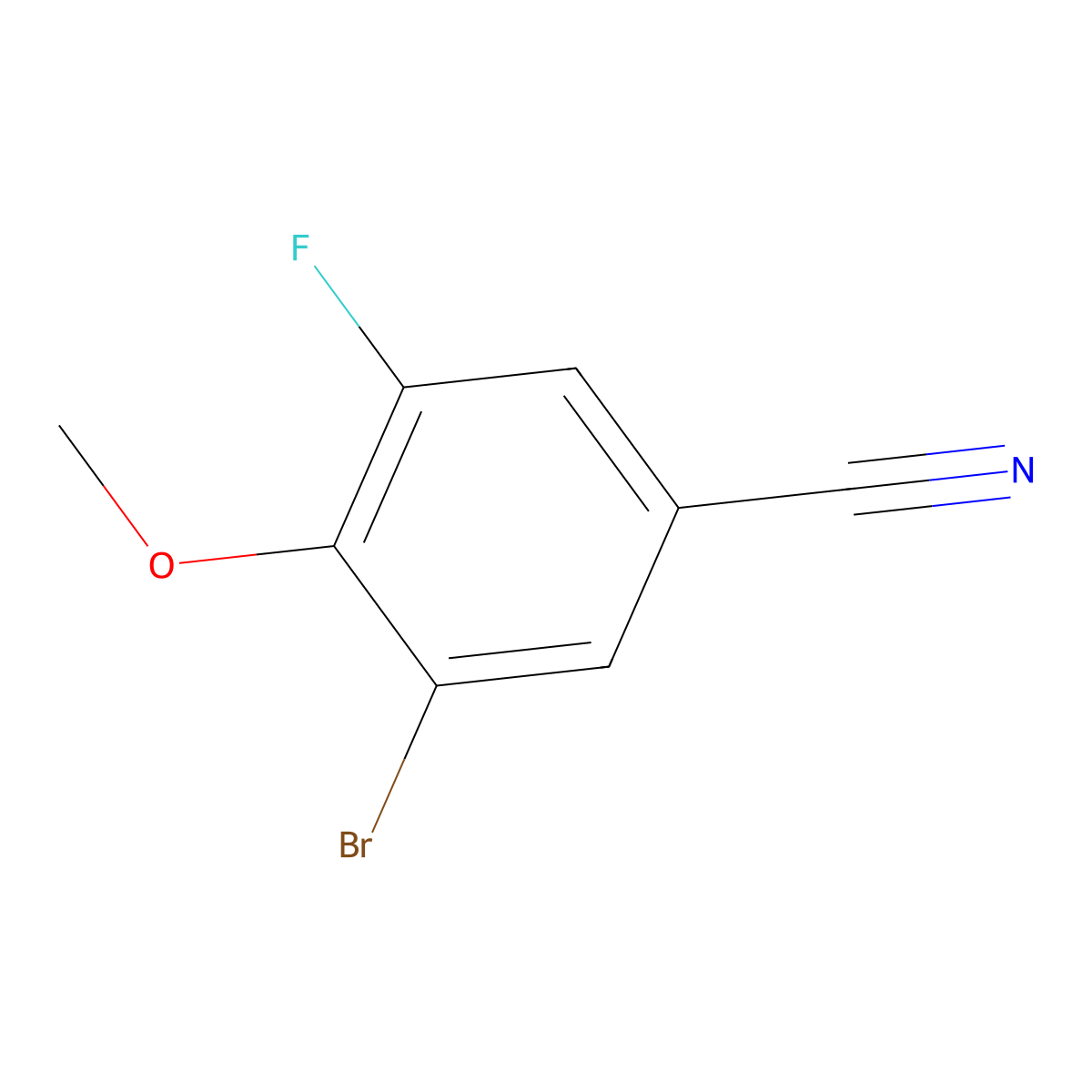 3-Bromo-5-fluoro-4-methoxybenzonitrile molecular structure, CAS 1898216-35-7