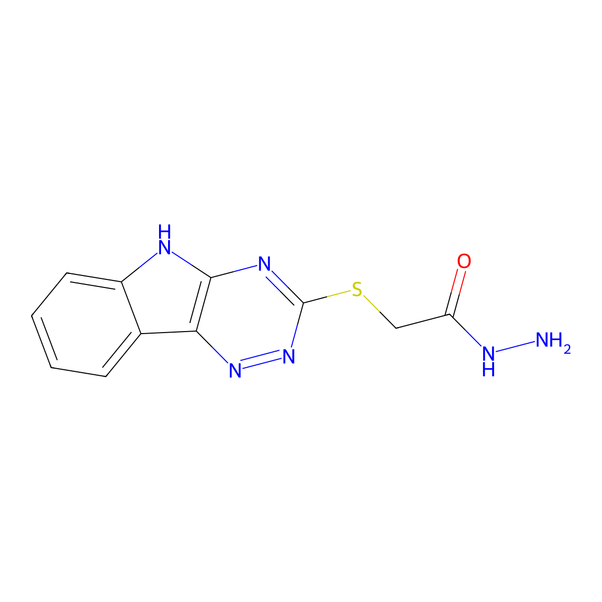 2-(5H-[1,2,4]triazino[5,6-b]indol-3-ylsulfanyl)acetohydrazide molecular structure, CAS 189822-88-6