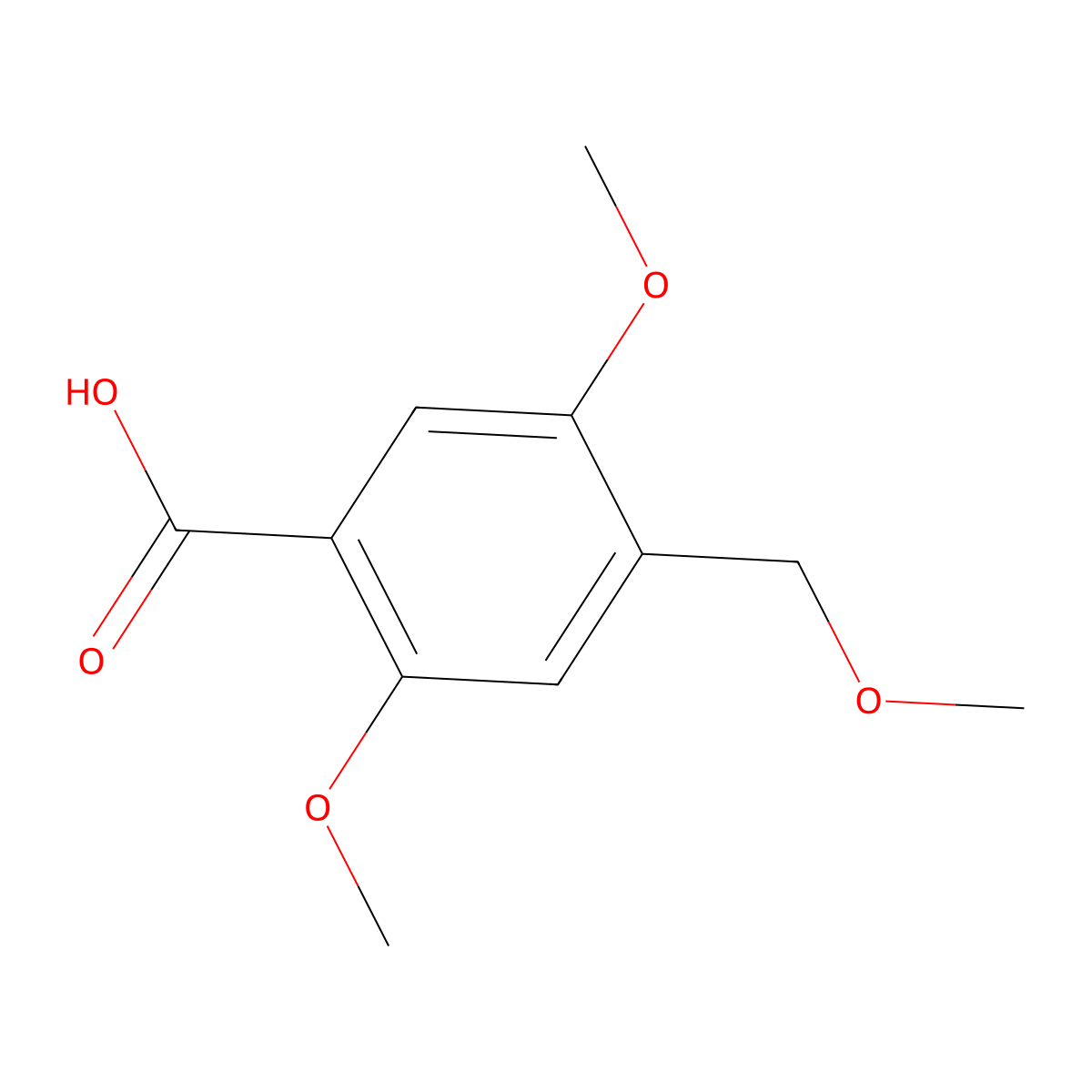 2,5-Dimethoxy-4-(methoxymethyl)benzoic acid molecular structure, CAS 1898237-53-0