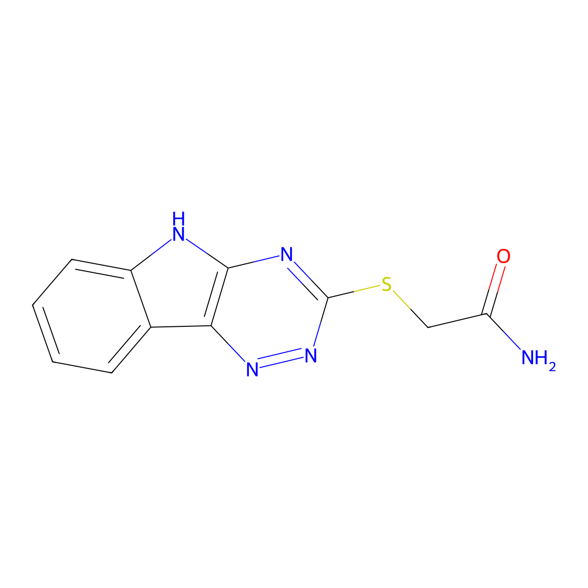 2-(5H-[1,2,4]triazino[5,6-b]indol-3-ylsulfanyl)acetamide molecular structure, CAS 189830-87-3