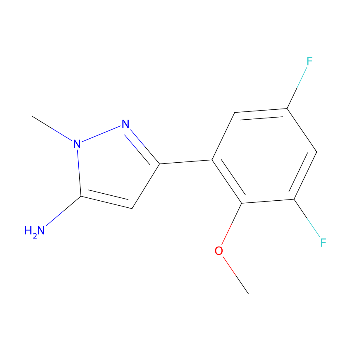3-(3,5-difluoro-2-methoxyphenyl)-1-methyl-1H-pyrazol-5-amine molecular structure, CAS 1898310-62-7