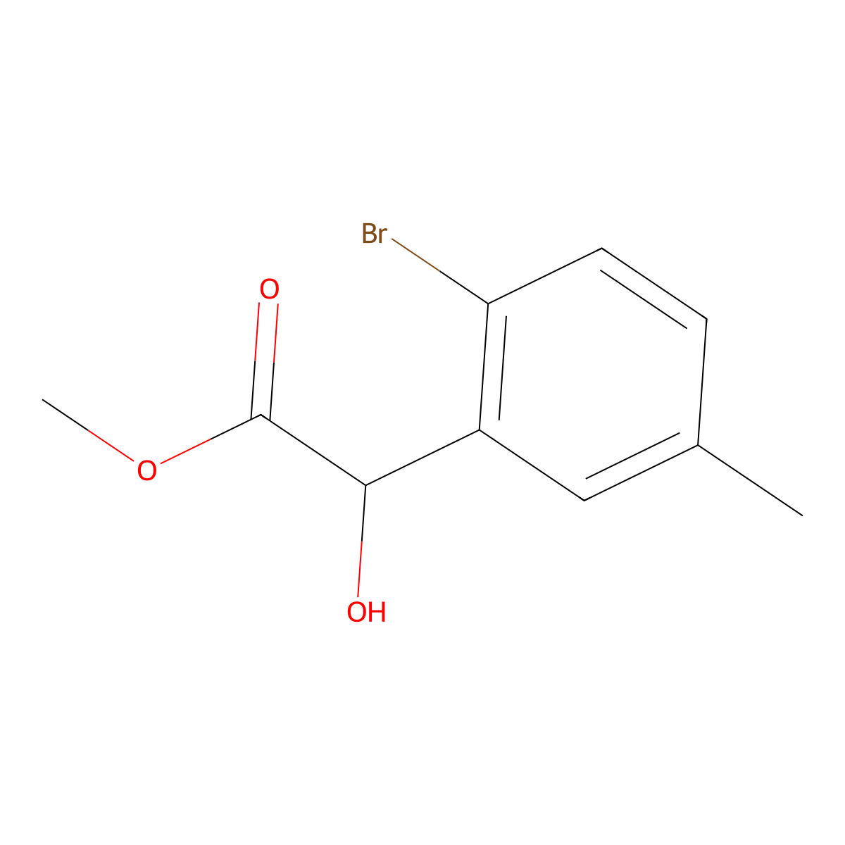 Methyl 2-(2-bromo-5-methylphenyl)-2-hydroxyacetate molecular structure, CAS 1898370-89-2