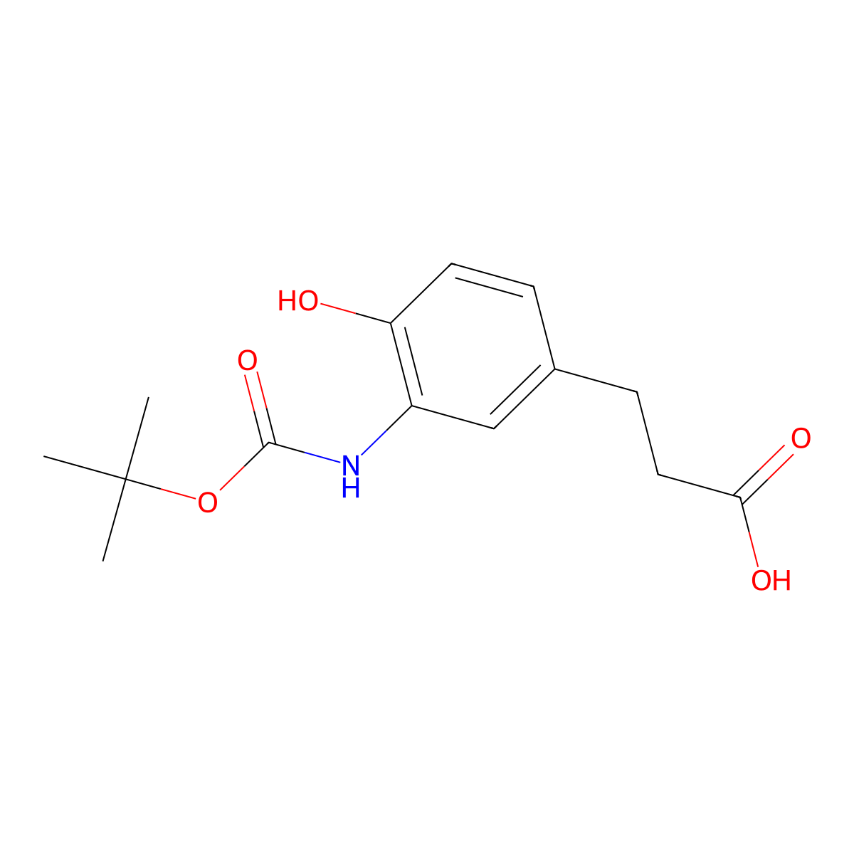 3-(3-{[(Tert-butoxy)carbonyl]amino}-4-hydroxyphenyl)propanoic acid molecular structure, CAS 1898371-41-9
