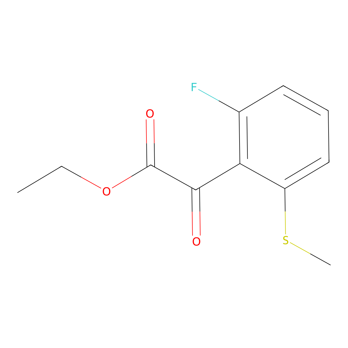Ethyl 2-(2-fluoro-6-(methylthio)phenyl)-2-oxoacetate molecular structure, CAS 1898399-97-7