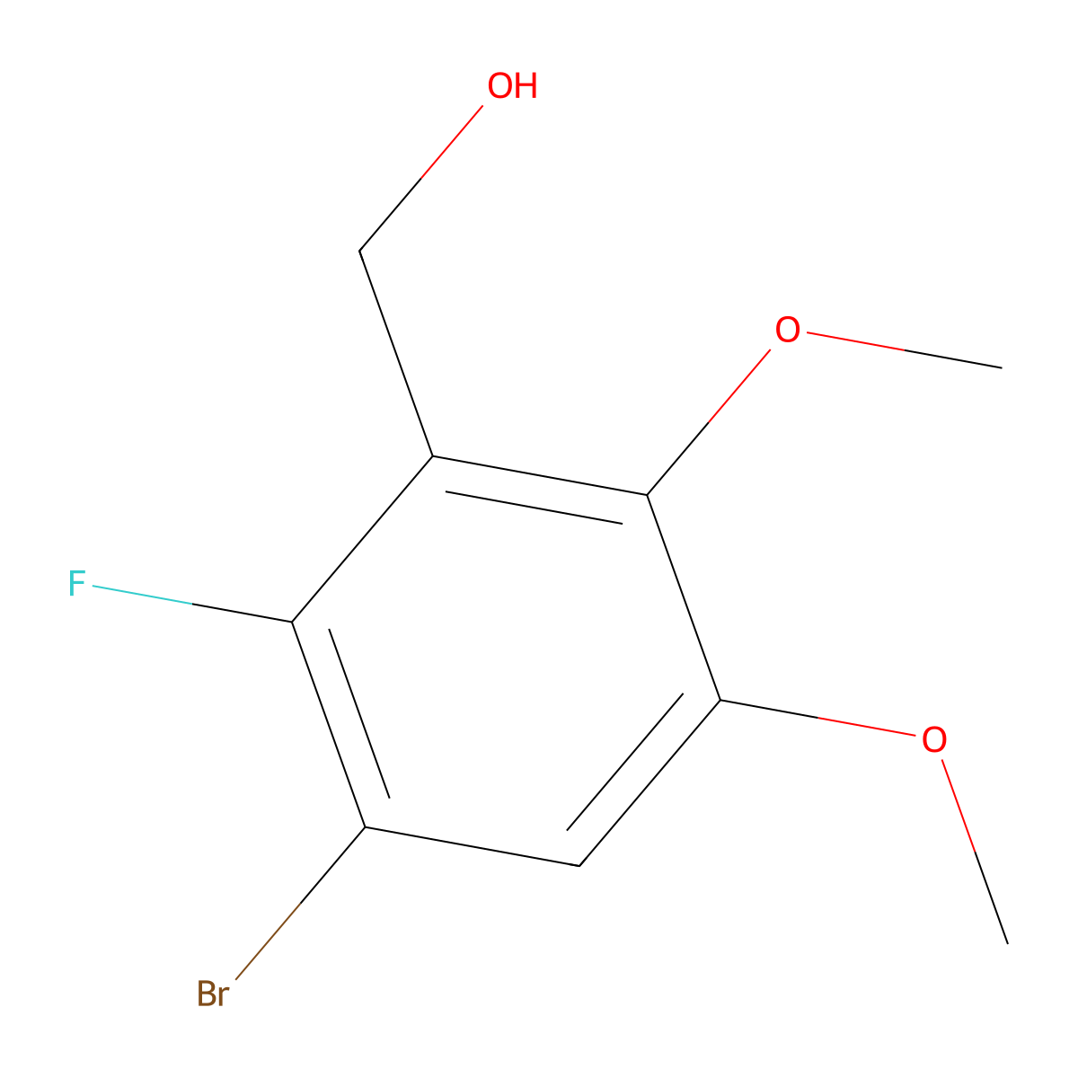 (3-Bromo-2-fluoro-5,6-dimethoxyphenyl)methanol molecular structure, CAS 1898413-53-0