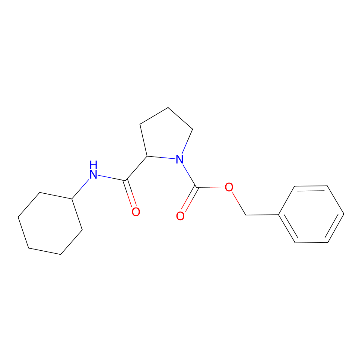 Benzyl 2-(cyclohexylcarbamoyl)pyrrolidine-1-carboxylate molecular structure, CAS 1898499-59-6