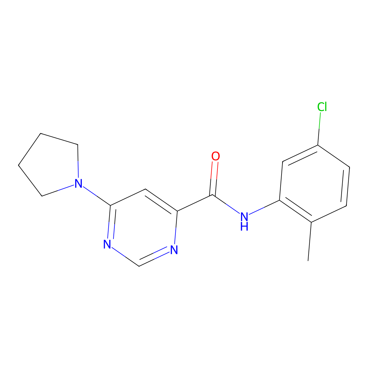 N-(5-chloro-2-methylphenyl)-6-(pyrrolidin-1-yl)pyrimidine-4-carboxamide molecular structure, CAS 1898557-98-6